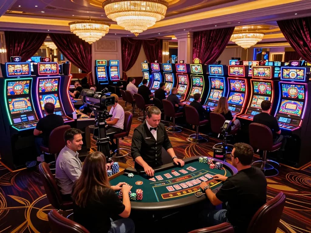 Engaged players enjoying games at TX88-themed casino floor with vibrant atmosphere and lively action.
