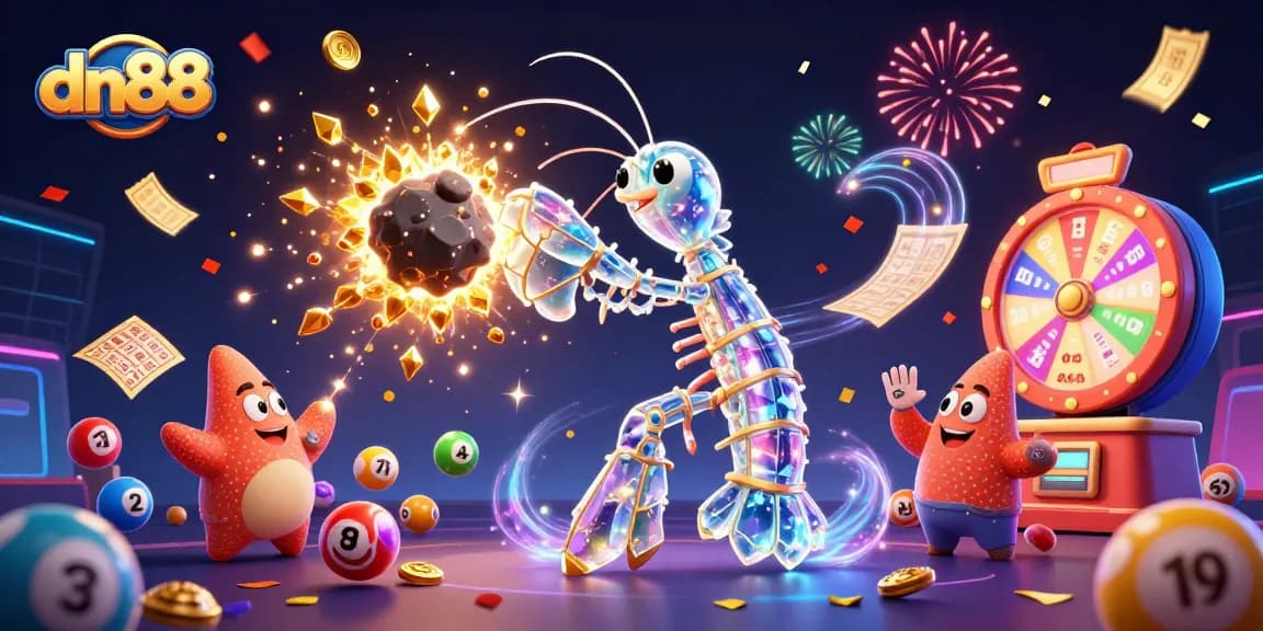 Win big with dn88's dynamic gaming elements in a vibrant 3D casino scene full of excitement.