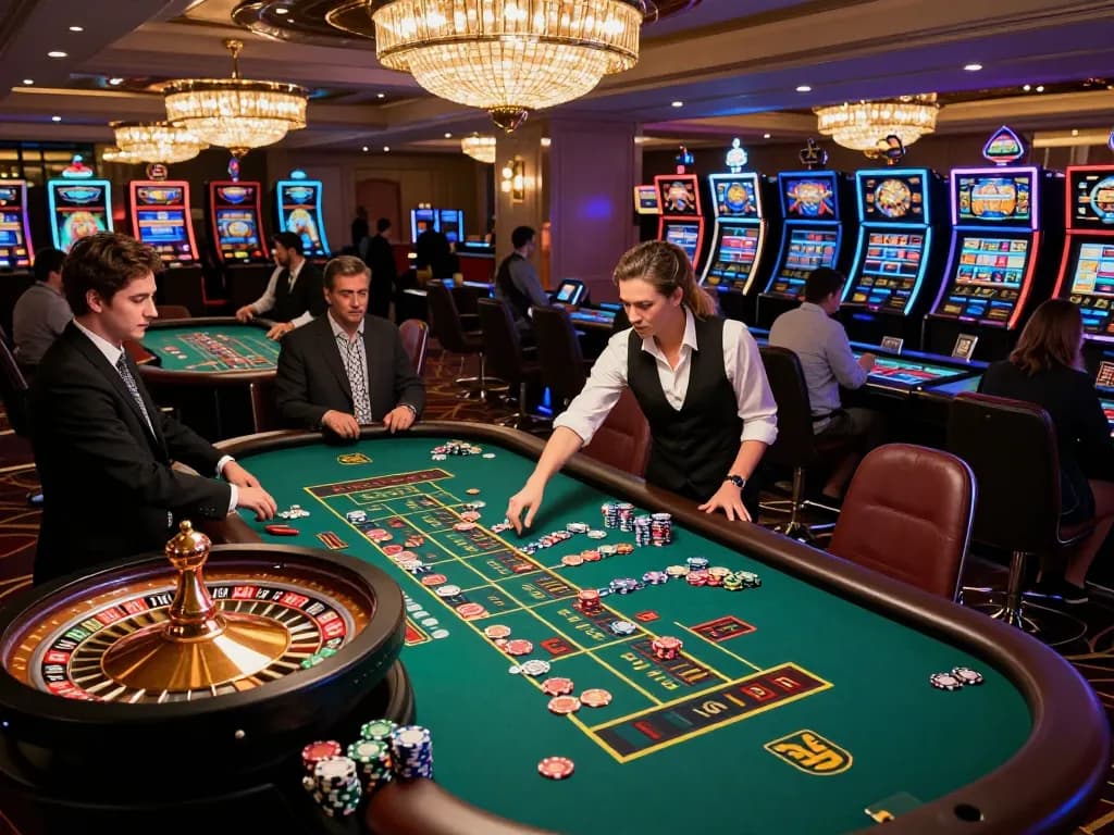 Players at a roulette table in a lively casino enjoying the thrill of nohu gaming experience