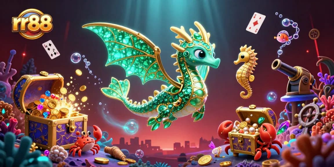 Experience the thrill of winnings at rr88 with vibrant casino elements and magical underwater visuals.