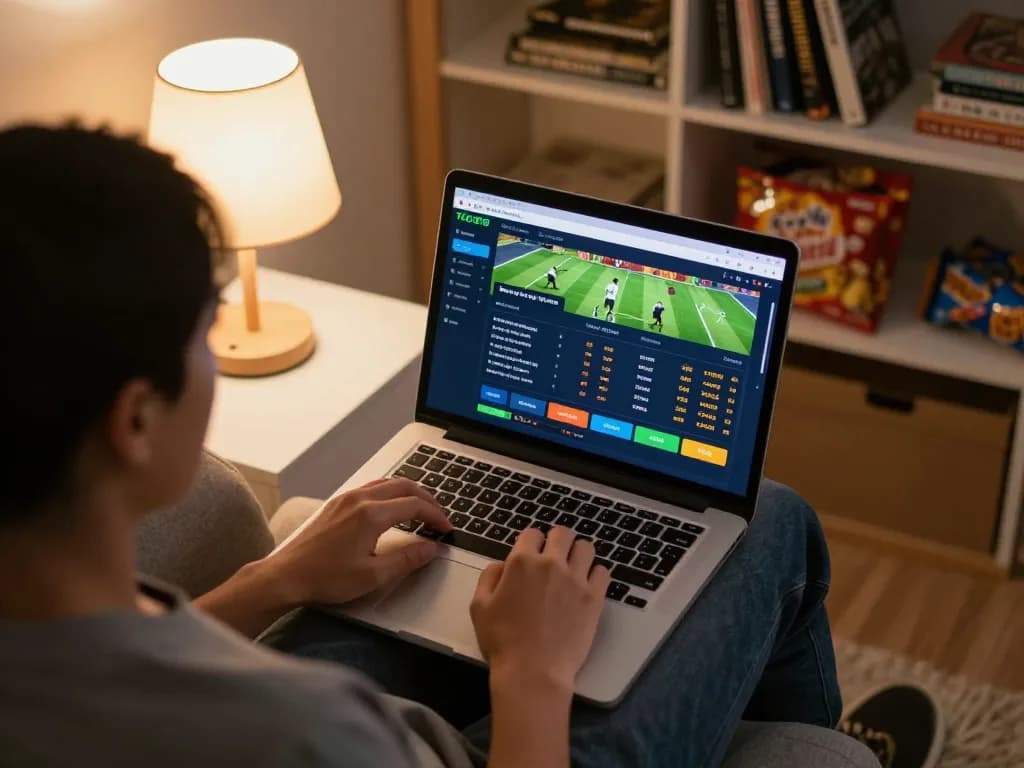 Tic88 đăng nhập on a laptop during live sports betting session at home