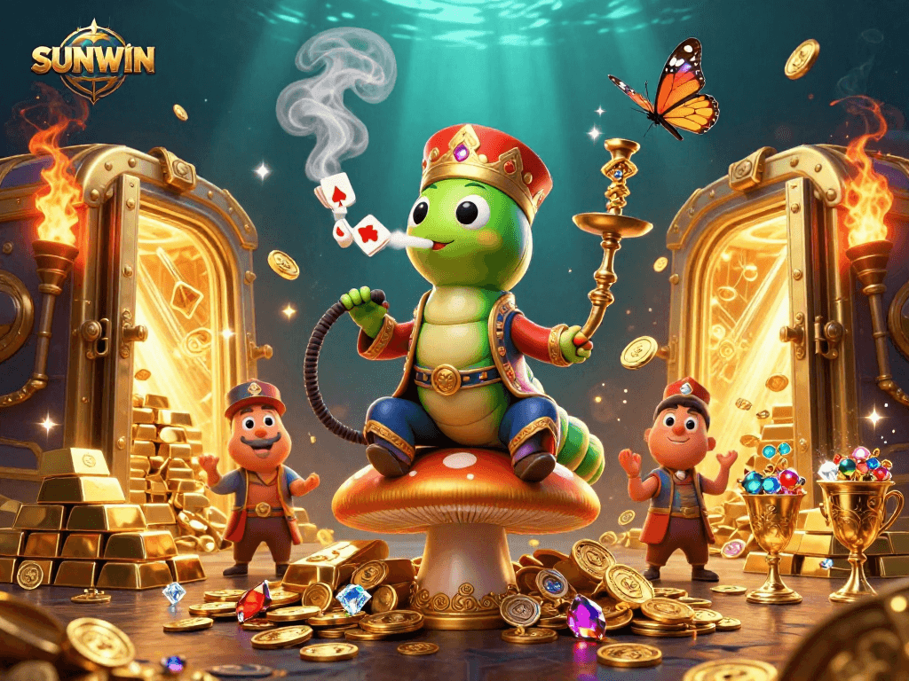 Experience thrilling action at SUNWIN with vibrant characters amidst golden treasures.