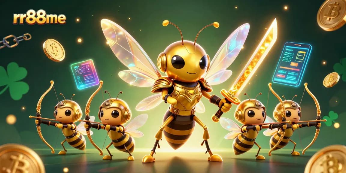 Engage with rr88me's dynamic casino experience featuring characters and cryptocurrency in vibrant 3D art.