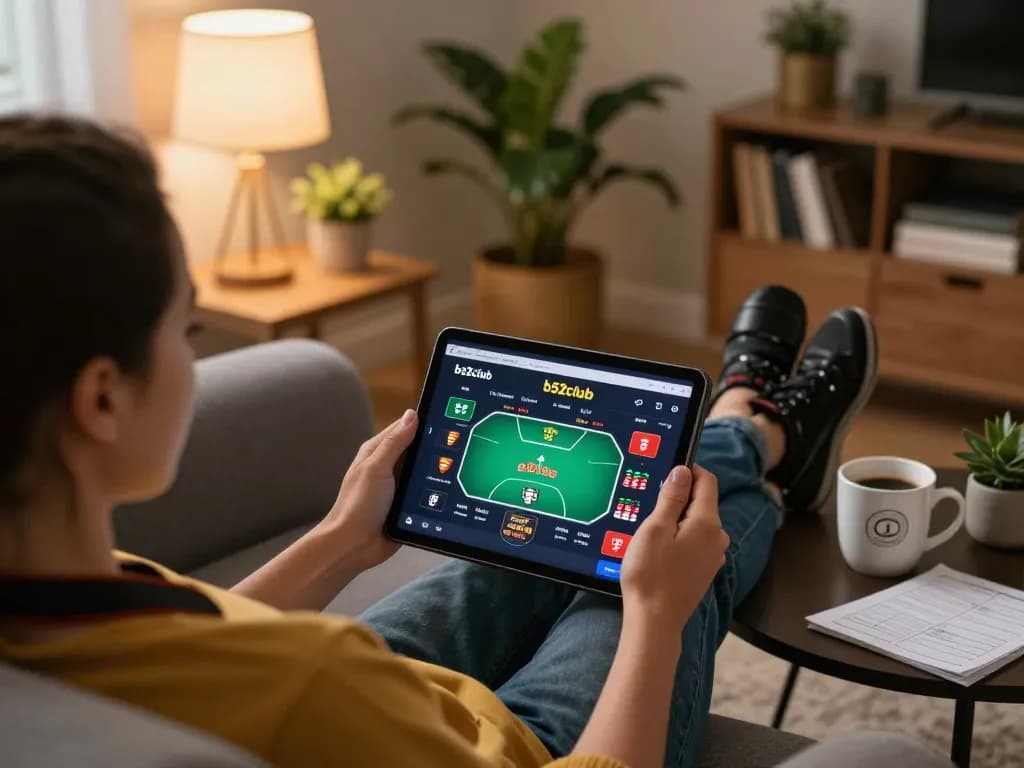 Player enjoying online poker on b52club, showcasing engaging gaming atmosphere.