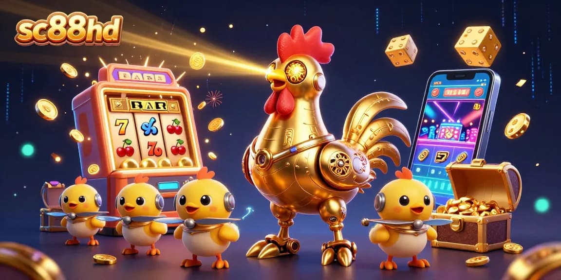 Experience the excitement of sc88hd with a 3D slot machine explosion and vibrant casino elements.
