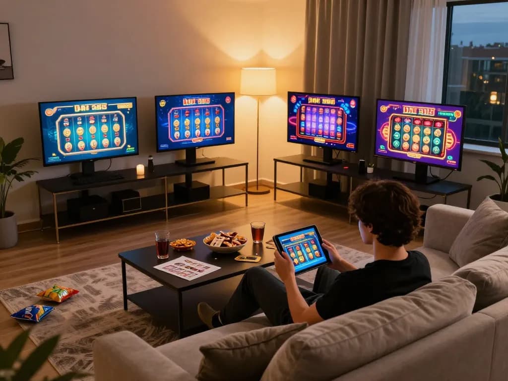 Play DA88 casino games on a tablet in a cozy home setting