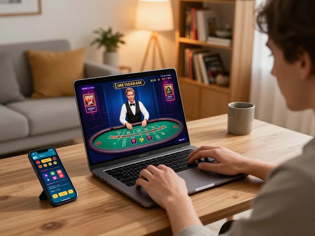 789WIN online gaming setup featuring a player engaged in live casino action, showcasing responsible gambling
