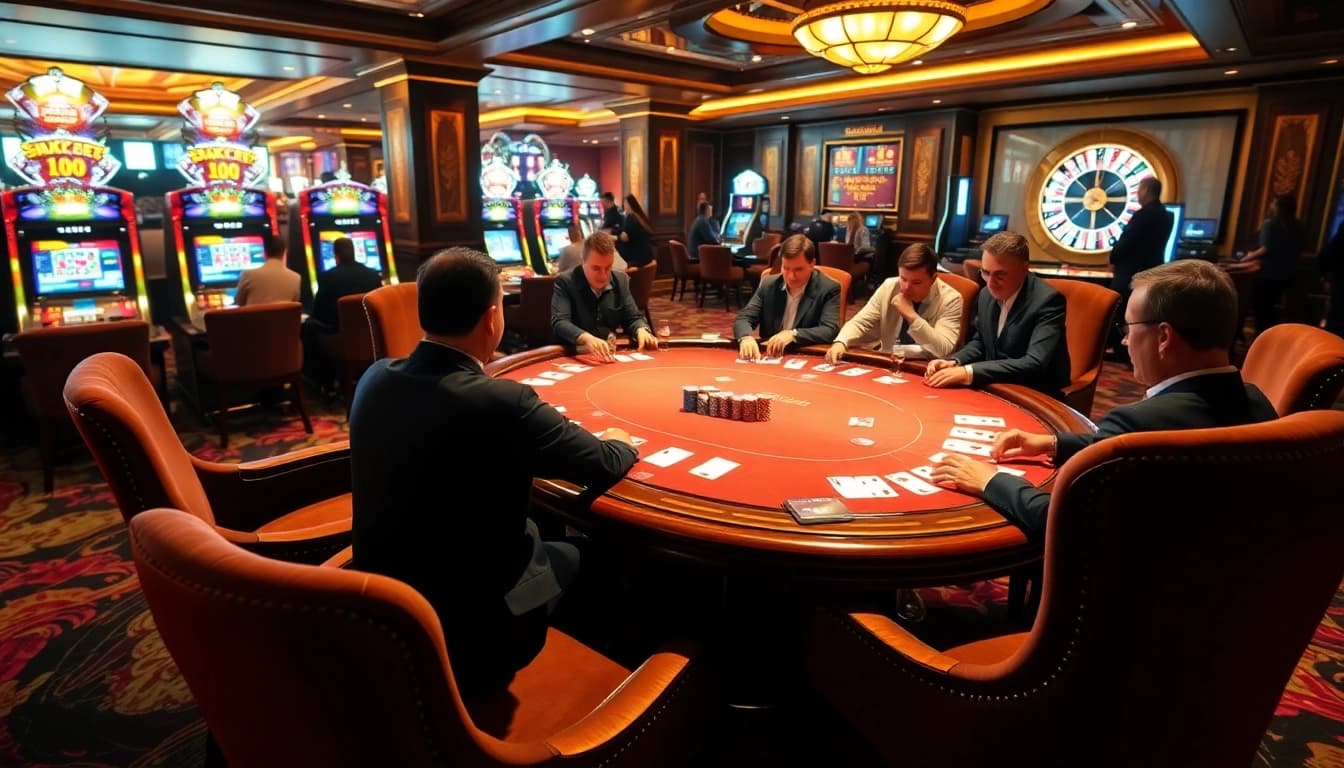 Experience the thrill of betting at SKY88 with vibrant poker games and luxurious casino ambiance.