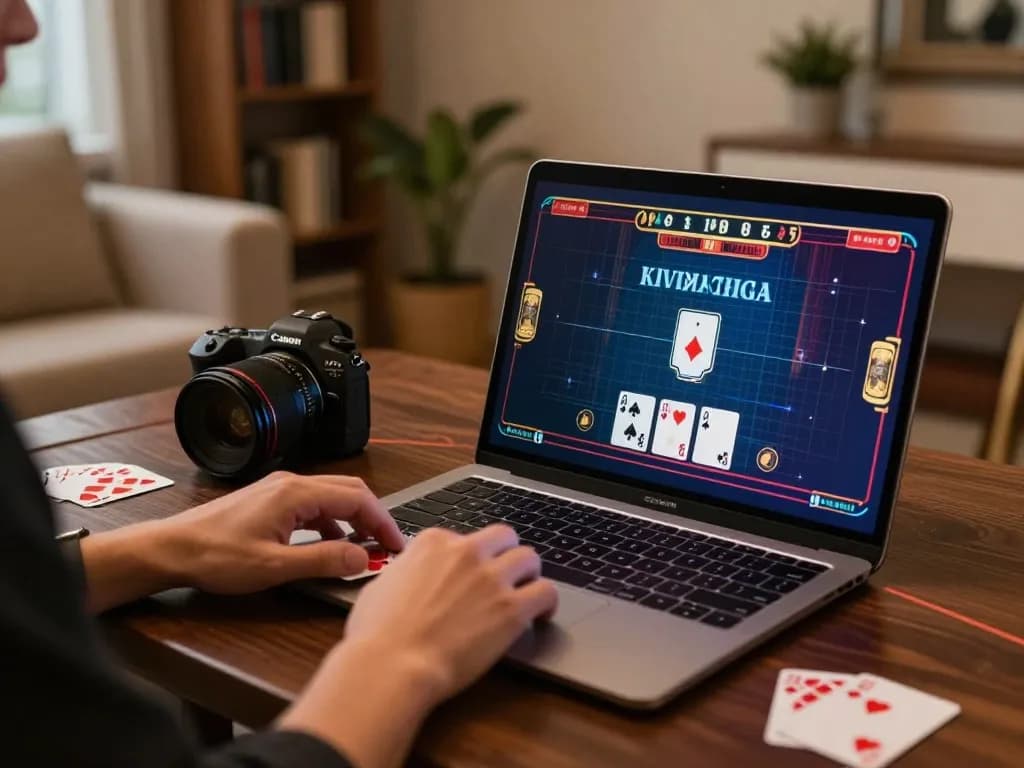 Player enjoying an engaging Lu88 online casino experience with live dealer games on a laptop.