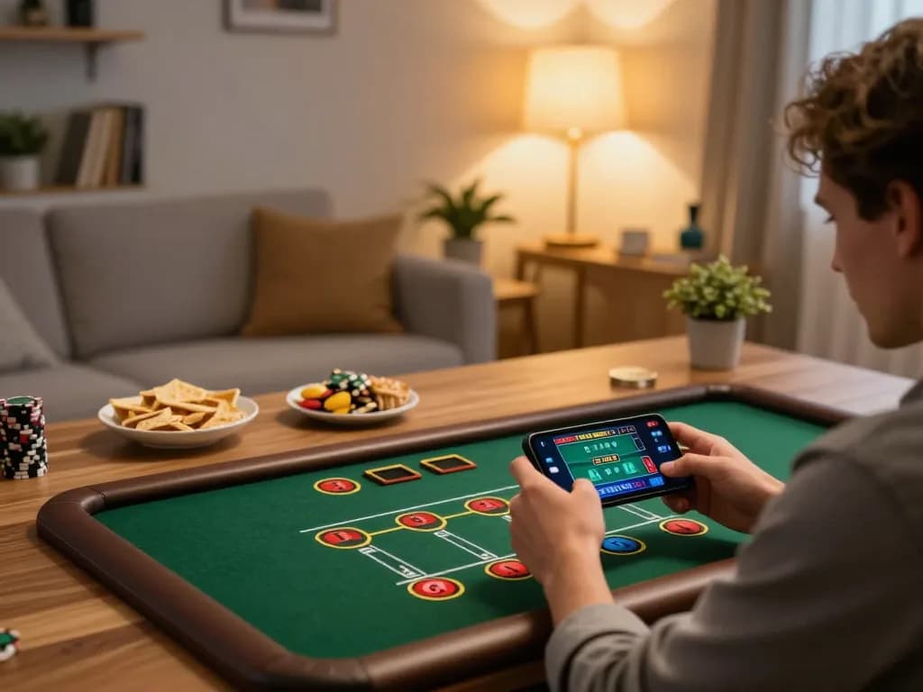 Engaging in an online casino game through smartphone, showcasing tg88's exciting gaming features.