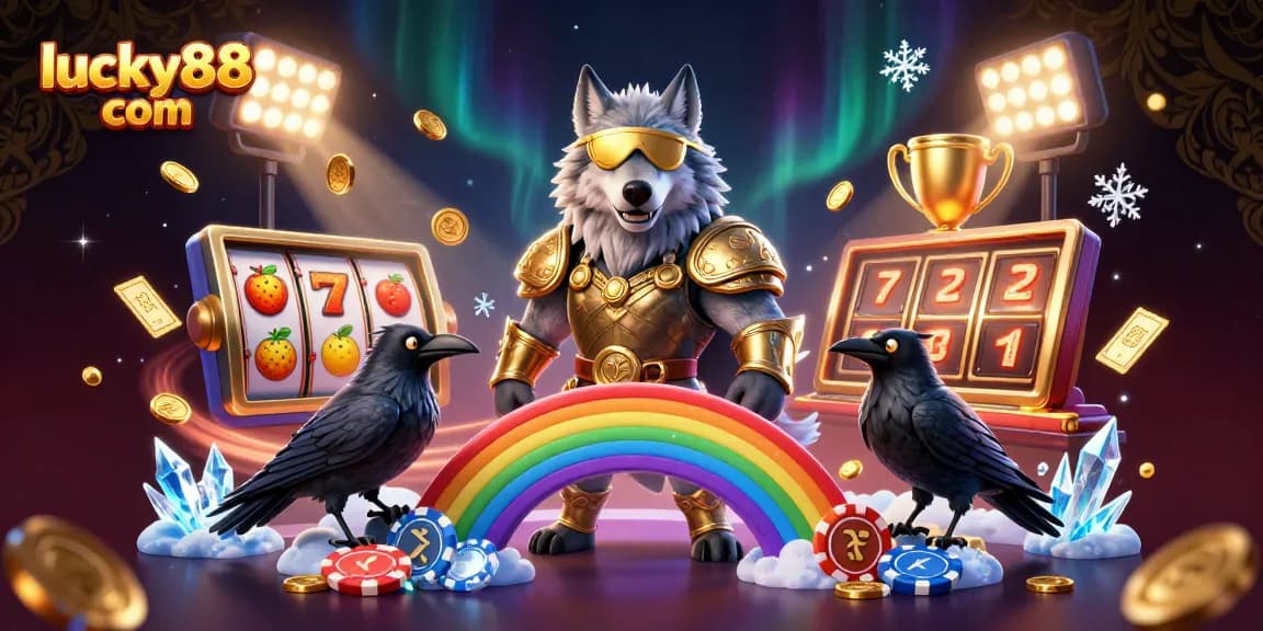 Experience thrilling gameplay at lucky88 com with Norse-themed characters and vibrant casino elements.