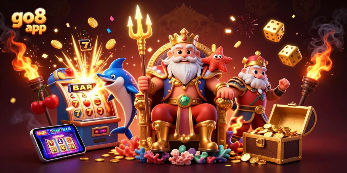 Spin and win with the go8 app in a thrilling 3D casino scene full of exciting game elements.