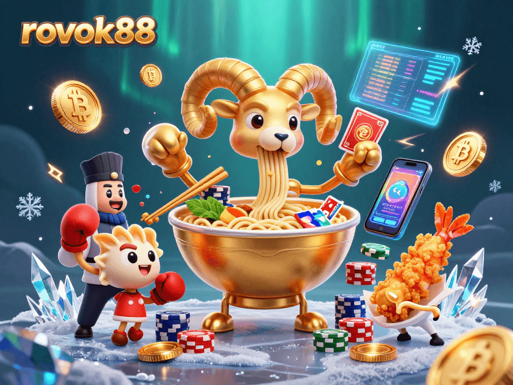 Experience the excitement of rokok88 with vibrant characters and engaging game elements in a dynamic digital illustration.