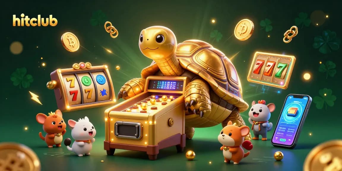 Experience hitclub excitement with a dynamic slot game scene featuring a golden tortoise pinball!