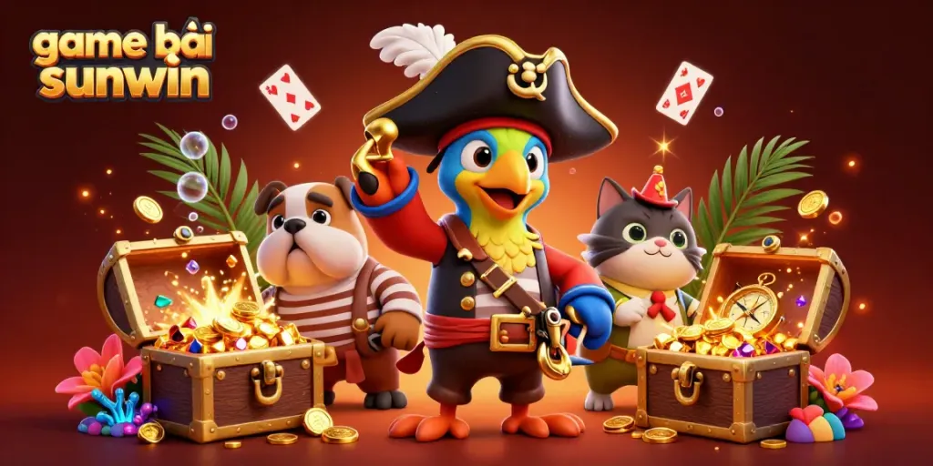 Engage with game bài sunwin featuring lively characters in a pirate-themed underwater treasure setting.