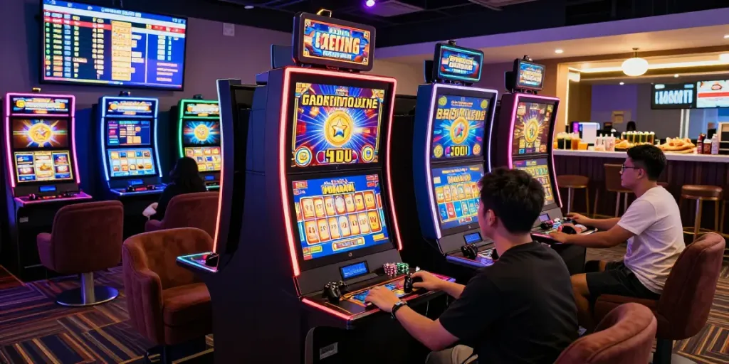 Pengalaman bermain slot gacor yang penuh warna dalam suasana kasino online yang dinamis.