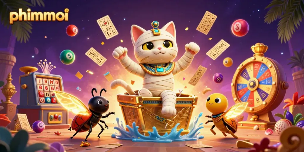 Play interactive games and explore vibrant phimmoi-themed casino scene with rich visuals.