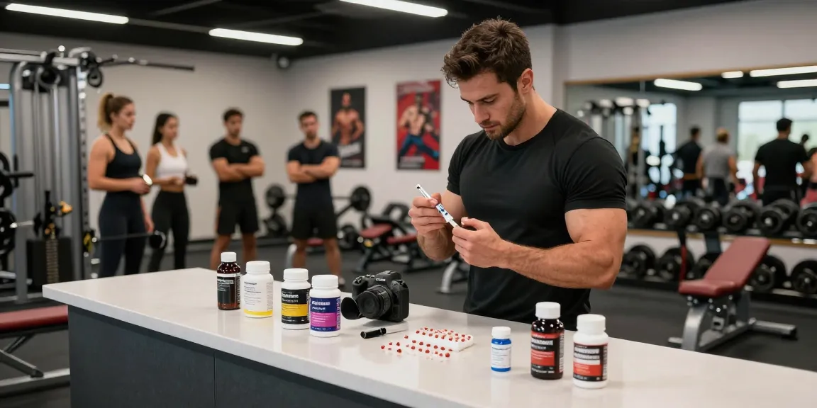 Trainer demonstrating Prime Pharma Steroiden injection techniques in a modern gym