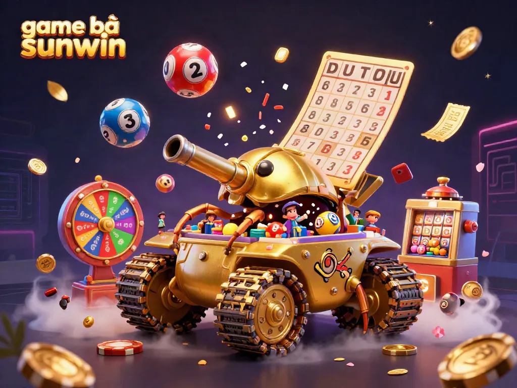 Engage in thrilling game bài sunwin action with a golden beetle tank revealing a vibrant casino.