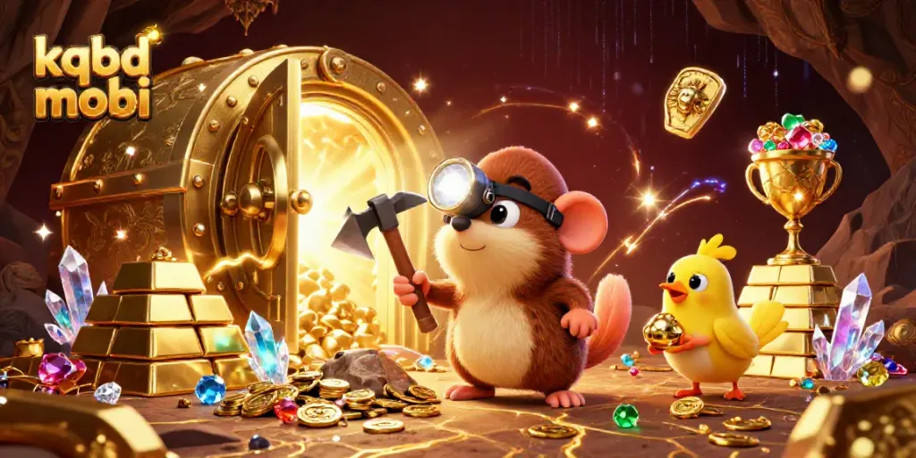 Watch the treasure hunter mole in action with kqbd mobi, mining gems and gold in a lively illustrated casino cave.