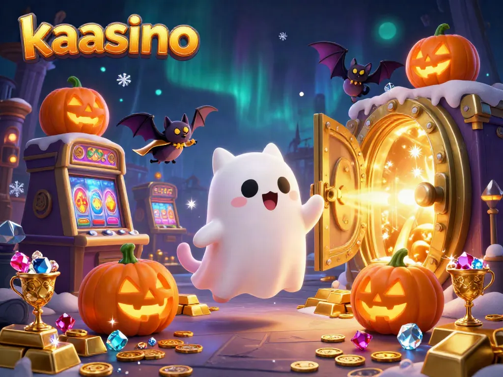 Experience thrilling gaming action with kaasino's vibrant ghost cat and glowing treasures.