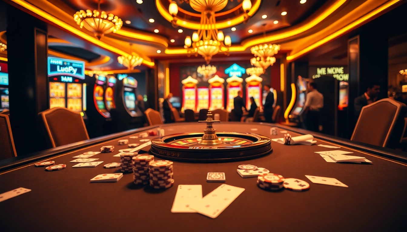 Experience the thrill of gaming with lu88py1 at a luxurious casino table.