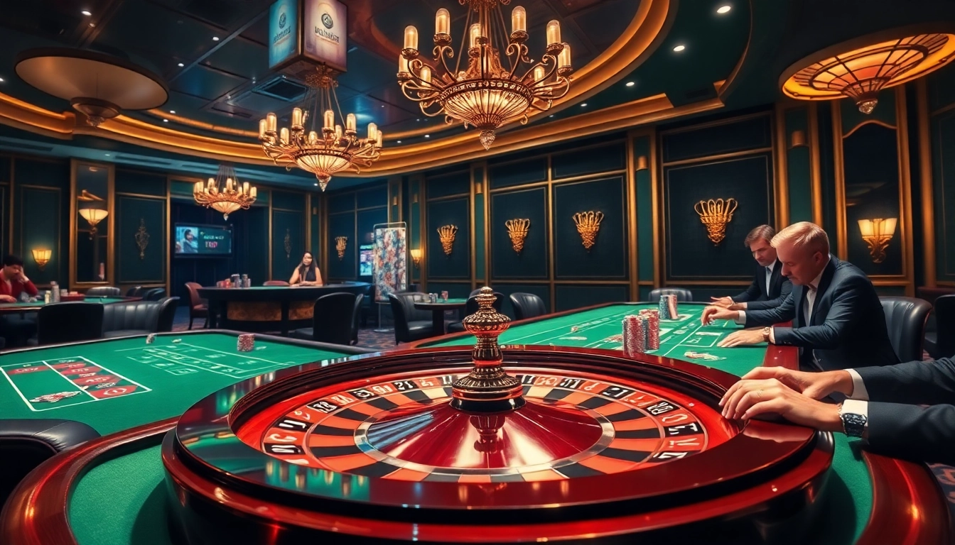 Experience the excitement of nhà cái uy tín s8 with a vibrant casino atmosphere featuring roulette wheels and poker tables.