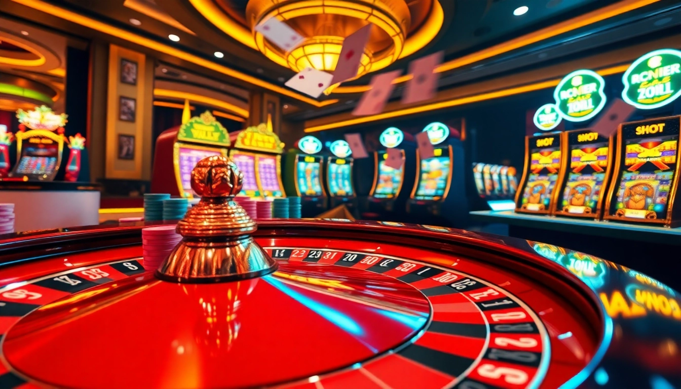 Play exciting games at link vào ku88 with vibrant casino tables, poker chips, and slot machines.