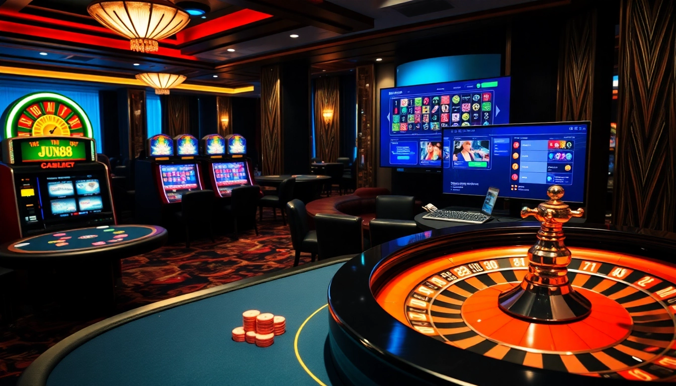 Join the excitement at Nhà cái Jun88, featuring vibrant table games and engaging online interfaces.