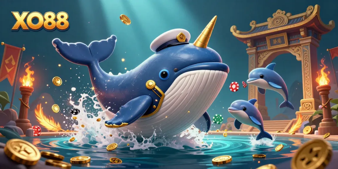 Engage with XO88 in a captivating underwater scene packed with gambling excitement and vibrant characters.