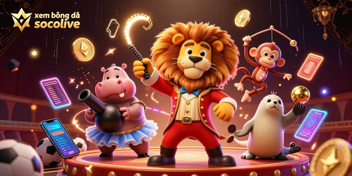 xem bóng đá socolive and engage in thrilling sports betting with animated characters in a vibrant casino environment.