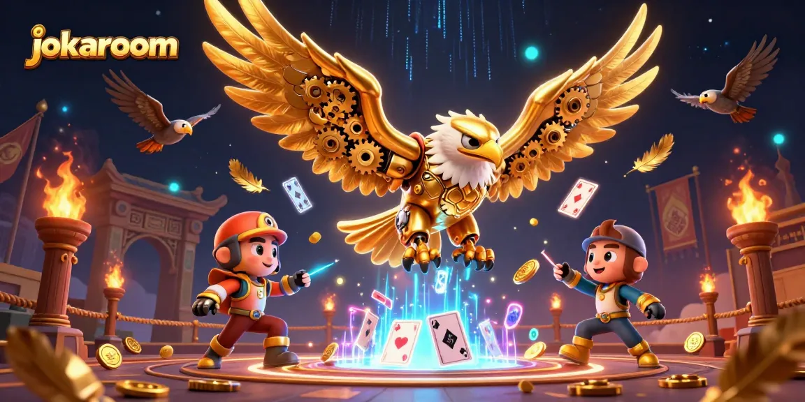 Experience thrilling wins with jokaroom's golden eagle amidst dazzling casino elements.