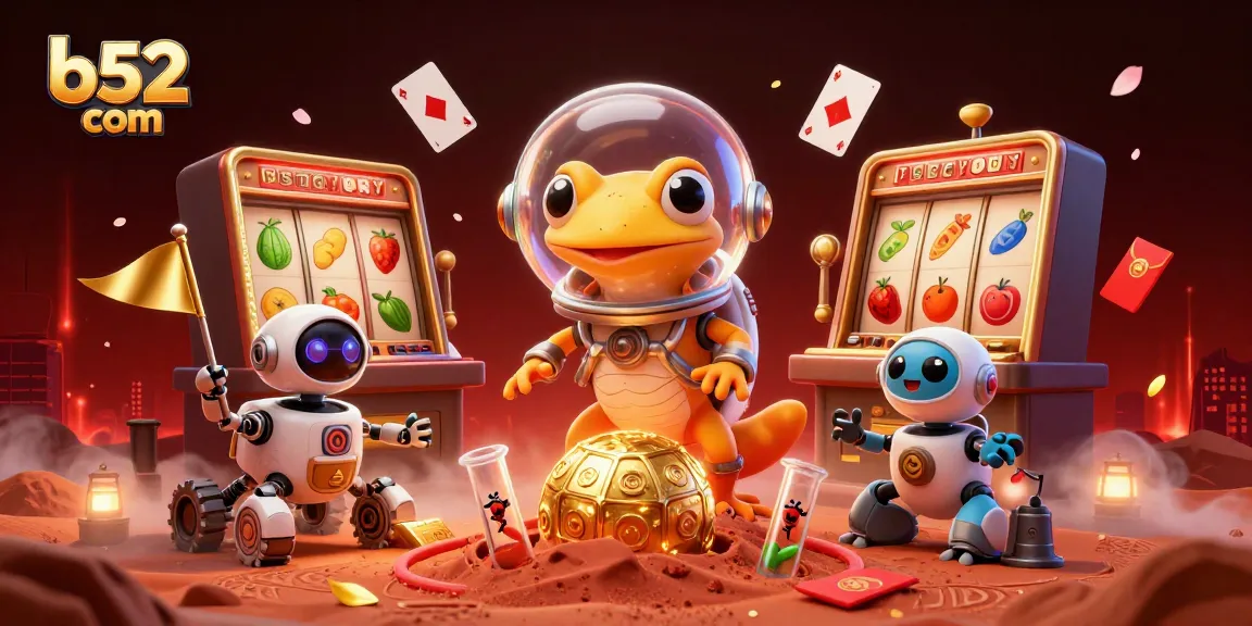Experience excitement with b52 com in a vibrant cartoon casino adventure featuring thrilling slot games and joyful characters in action.