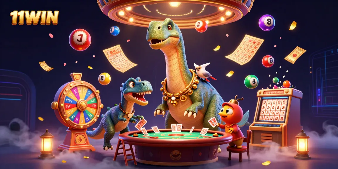 Experience thrilling gaming action at 11WIN with colorful lottery balls flying dynamically in the casino.