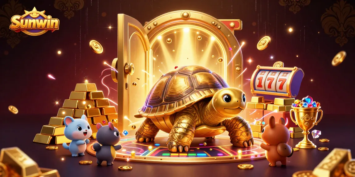 Experience vibrant gaming with Sunwin's thrilling slots and jackpots in this dynamic illustration.
