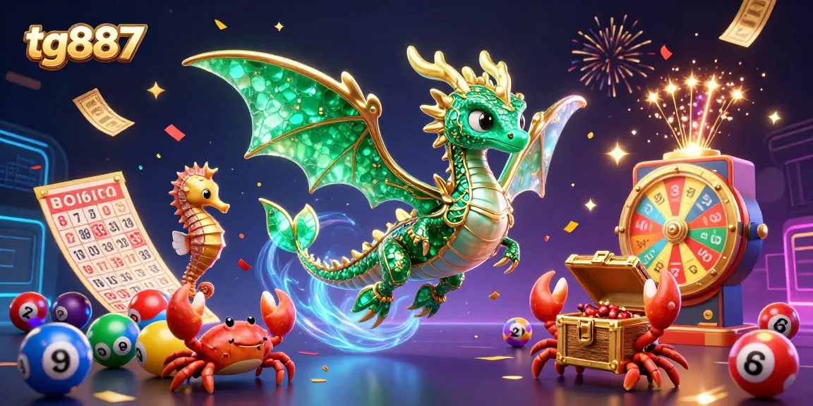 Win big at tg887 with the exciting treasure-filled sea dragon and colorful lottery elements!